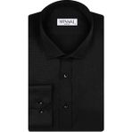 Süvari Slim Fit Armür Desenli Lacivert Erkek Gömlek - Siyah
