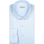 Süvari Slim Fit Armür Desenli Siyah Erkek Gömlek - XL - Orta Mavi