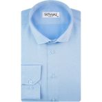 Süvari Slim Fit Armür Desenli Soluk Mavi Erkek Gömlek - Orta Mavi