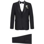 Süvari Slim Fit Balık Sırtı Jakarlı Şal Yaka Damatlık Takım Elbise - 52 - 6 - Siyah