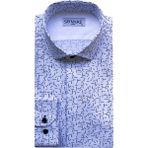 Süvari Slim Fit Baskılı Uzun Kol Gizli Düğme Detaylı Siyah Gömlek