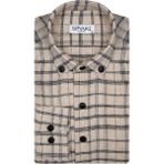 Süvari Slim Fit Desenli Flanel Bej Erkek Gömlek