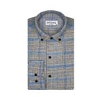 Süvari Slim Fit Desenli Flanel Uzun Gri Erkek Gömlek