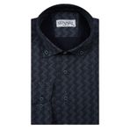 Süvari Slim Fit Desenli Lacivert Erkek Gömlek