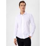 Süvari Slim Fit Klasik Yaka Armürlü Beyaz Erkek Gömlek GM2024700295