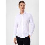 Süvari Slim Fit Klasik Yaka Armürlü Beyaz Erkek Gömlek GM2024700417