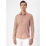 Süvari Slim Fit Klasik Yaka Armürlü Kiremit Erkek Gömlek GM2024700406
