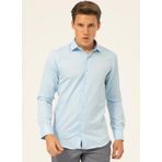 Süvari Slim Fit Klasik Yaka Armürlü Mavi - Buz Erkek Gömlek GM2024700431