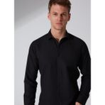 Süvari Slim Fit Klasik Yaka Armürlü Siyah Erkek Gömlek GM2024700353