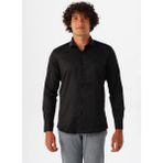 Süvari Slim Fit Klasik Yaka Armürlü Siyah Erkek Gömlek GM2024700426 - 2XL
