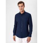 Süvari Slim Fit Klasik Yaka Düz Lacivert Erkek Gömlek GM1007100571