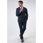 Süvari Slim Fit Lacivert Armürlü Takım Elbise Erkekler İçin Modern Şıklık - 52 - 6