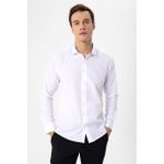 Süvari Slim Fit Mikro Desenli Kolay Ütü Teri Emen Nefes Alan Kravat Yaka Dört Mevsim Erkek Gömlek - Beyaz