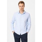Süvari Slim Fit Mikro Desenli Kolay Ütü Teri Emen Nefes Alan Kravat Yaka Dört Mevsim Erkek Gömlek - Buz Mavisi - 2XL
