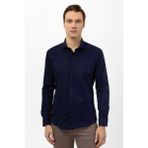 Süvari Slim Fit Mikro Desenli Kolay Ütü Teri Emen Nefes Alan Kravat Yaka Dört Mevsim Erkek Gömlek - Lacivert