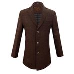 Süvari Slim Fit Mono Yaka Kahverengi Yünlü Erkek Kaban