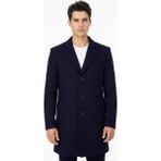 Süvari Slim Fit Sivri Yaka Erkek Koyun Yünlü Kaban - 54 - Lacivert