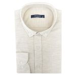 Süvari Slim Fit Uzun Kol Jakarlı Örme Bej Erkek Gömlek