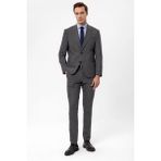Süvari Slimfit Armürlü Takım Elbise - Koyu Gri - 50