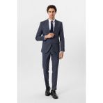 Süvari Slimfit Desenli Yelekli Takım Elbise Erkek Lacivert Slim Fit 50 Beden 6 Drop