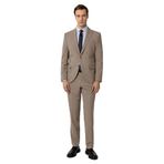 Süvari Sütlü Kahve Slim Fit Desenli Sivri Yaka 6 Drop Klasik Takım Elbise, 50
