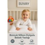 SUVAY Antialerjik Bebek Yastığı Boncuk Silikon Yastık 35x45 Cm 250 gram %100 Pamuk Kılıf