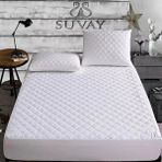 Suvay Kapitone Fitted Su Sıvı Geçirmez Alez Çarşaf 150 x 200 Çift Kişilik Kapitoneli Pamuklu Yatak Alezi - Beyaz - 150 x 200 cm