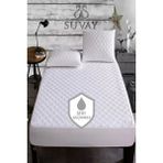 Suvay Kapitone Fitted Su Sıvı Geçirmez Alez Çarşaf 200 x 200 Çift Kişilik Battal Kapitoneli Pamuklu Yatak Alezi - Beyaz - 200 x 200 cm