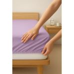 Suvay Lila Renk Penye Lastikli Çarşaf 90x190 Tek Kişilik %100 Pamuklu Lastikli Penye Çarşaf - 90 x 190