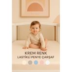 SUVAY%100 Pamuklu Bebek Lastikli Çarşaf - Penye Kumaş - Park Yatak | 60X120 | 70X110 | 70X120 | 70X130 | 70X140 | Krem | Beyaz | Gri | Pembe | Mavi (Krem)