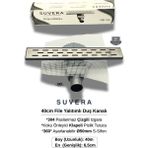 Suvera 40CM Paslanmaz Izgaralı (File Yalıtım Kitli) Koku Önleyici Klapeli Duş Kanalı – Ø50MM (Fileli) S-Sifon Sistemi - Çizgili Izgara (Line)
