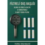 SUVİA Filtreli Duş Başlığı | Klor & Kireç Önleyici | 6 Fonksiyon | Su Tasarruflu | 6 Yedek Filtre