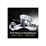 SUVİA Kare Banyo Bataryası – Krom Kaplama, Modern Tasarım, Sıcak/Soğuk Su Armatürü, Dayanıklı Pirinç Gövde