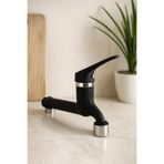 SUVİA Lavabo Bataryası Mat Siyah Perlatörlü – Modern Tek Kollu Su Tasarruflu Mutfak & Banyo Musluğu
