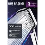 SUVİA Yüksek Basınçlı Duş Başlığı 3 Modlu XXL Geniş Başlık Tasarruflu Kireç Önleyici Silikon Uçlu