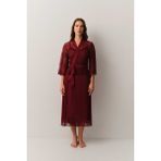 Suwen Antique Dantelli Uzun Sabahlık - M - Bordo