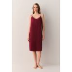 Suwen Catrine Kısa Gecelik Kadın %13 Elastan Bordo Renkli Örme Kumaş ile Rahat Kullanım - XL