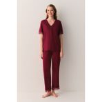 Suwen Catrine Pijama Takımı - Bordo - L