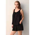 Suwen Cream Atlet Şort Pijama Takımı - Siyah