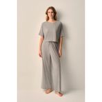Suwen Dora Pamuklu Pijama Takımı - Gri Melanj
