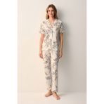 Suwen Emma Gömlek Yaka Pijama Takımı - Ekru