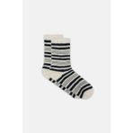 Suwen Fluffy Stripe Soket Çorap - Standart - Ekru - Siyah