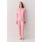 Suwen Jane Gömlek Yaka Pijama Takımı - Pembe