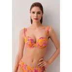 Suwen Jungle Dolgulu Straplez Bikini Üst - Turuncu - 70B