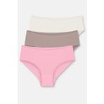 Suwen Kadın 3 P Basic Coton High Waist Slip Külot, Çok Renkli (Ecr/Cap/Pnk 40), Na (Üretici Ölçüsü: Xl)