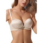 Suwen Kadın Super Push-Up Straples Bra Push-Up Sütyen, Bej (Skin 089), 75B (Üretici Ölçüsü: 75)