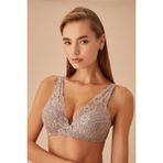 Suwen Lacy Soft Dantelli Desteksiz Balensiz Sütyen - Vizon - 75B