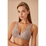Suwen Lacy Soft Dantelli Desteksiz Balensiz Sütyen - Vizon - 75C