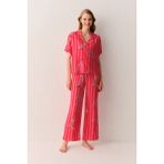 Suwen Leo Gömlek Yaka Pijama Takımı - Leopar - 2XL