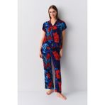Suwen Leo Gömlek Yaka Pijama Takımı - Leopar